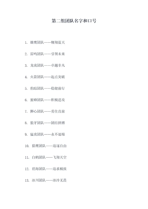 第二组团队名字和口号