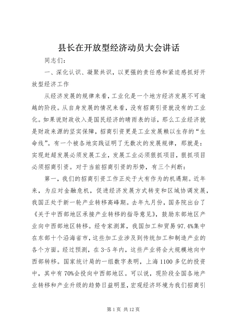 县长在开放型经济动员大会讲话.docx