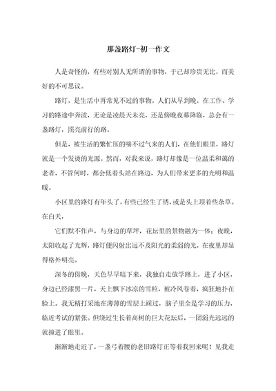 那盏路灯初一作文