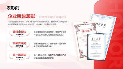 红色商务风荣誉表彰页