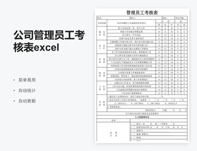 公司管理员工考核表excel表格