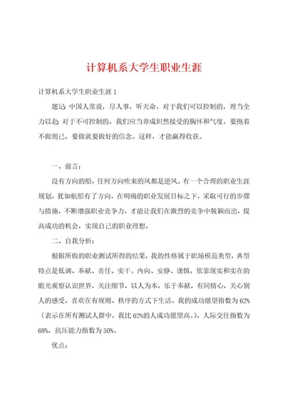 计算机系大学生职业生涯