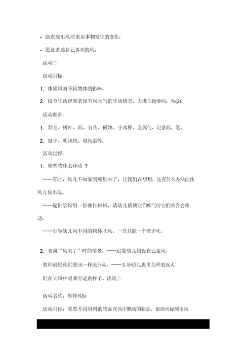 大班主题活动：风