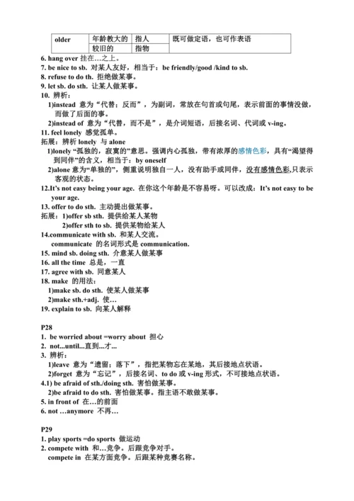 人教版八年级下册英语Unit1-5知识点整合（每页知识点）