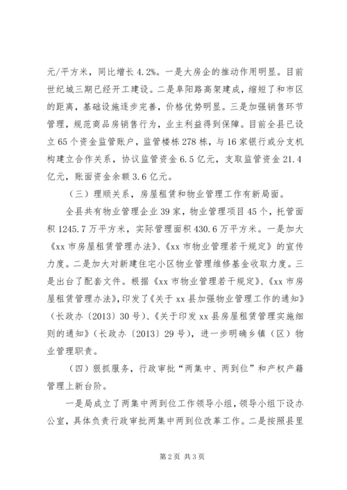 县房产管理局工作报告材料.docx