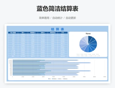 蓝色简洁结算表