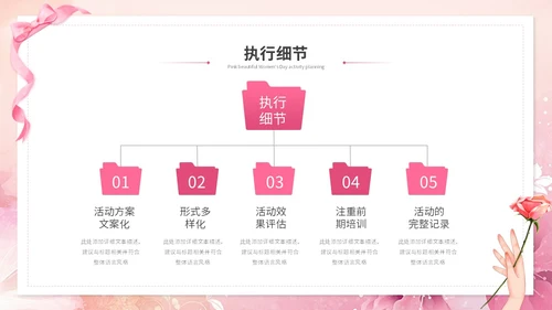 粉色唯美时尚38妇女节女神节情人节活动策划营销策划ppt模板