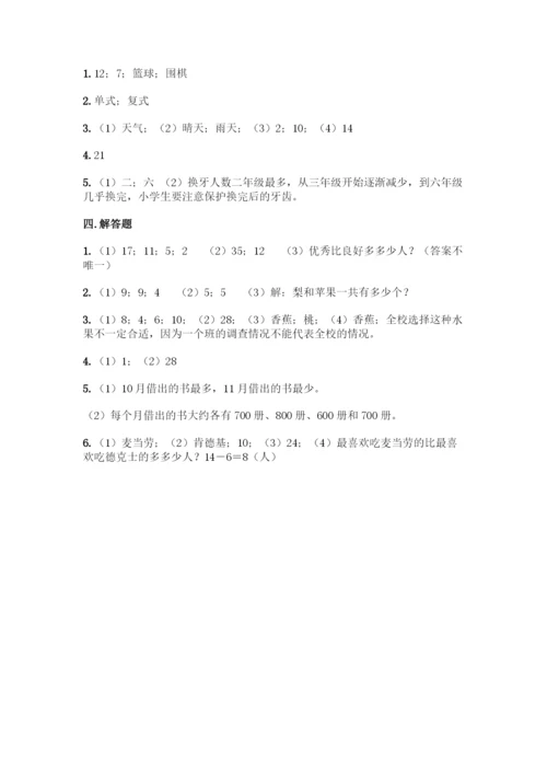 人教版二年级下册数学第一单元-数据收集整理-测试卷带答案【突破训练】.docx