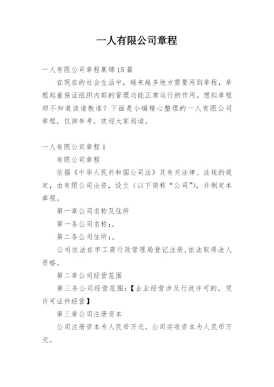 一人有限公司章程.docx