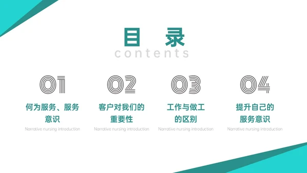 青绿色商务简约如何提高服务意识培训PPT模板