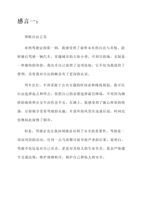 拿了驾驶证后的感言