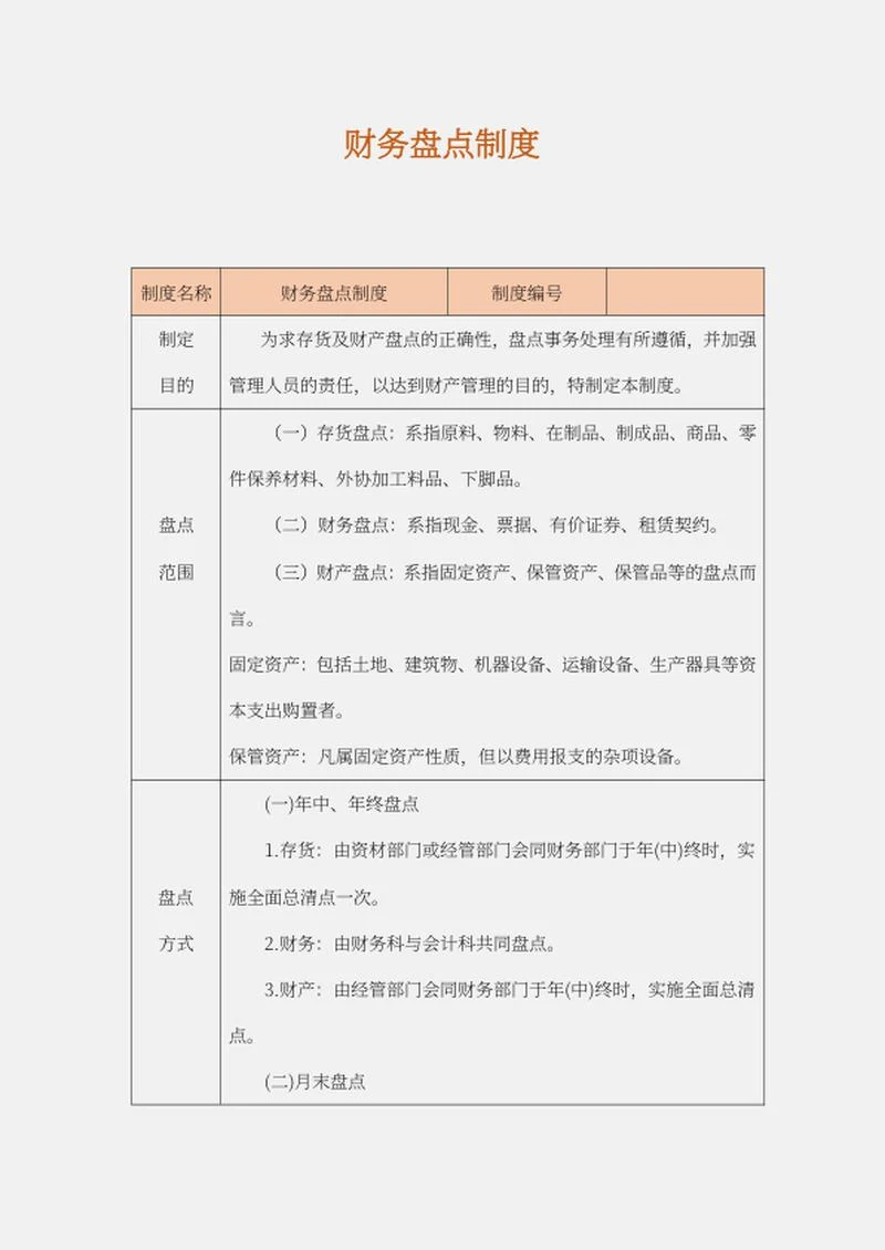 财务盘点制度word模板