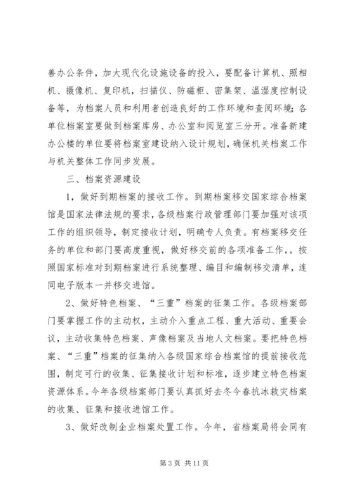 全省档案工作要点.docx