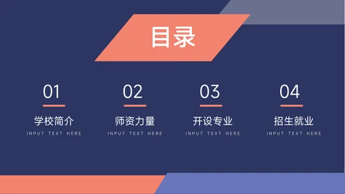 红蓝双色极简实用高校招生简章PPT模板