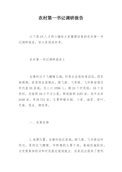 农村第一书记调研报告.docx