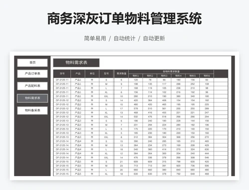 商务深灰订单物料管理系统