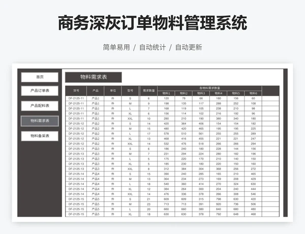 商务深灰订单物料管理系统