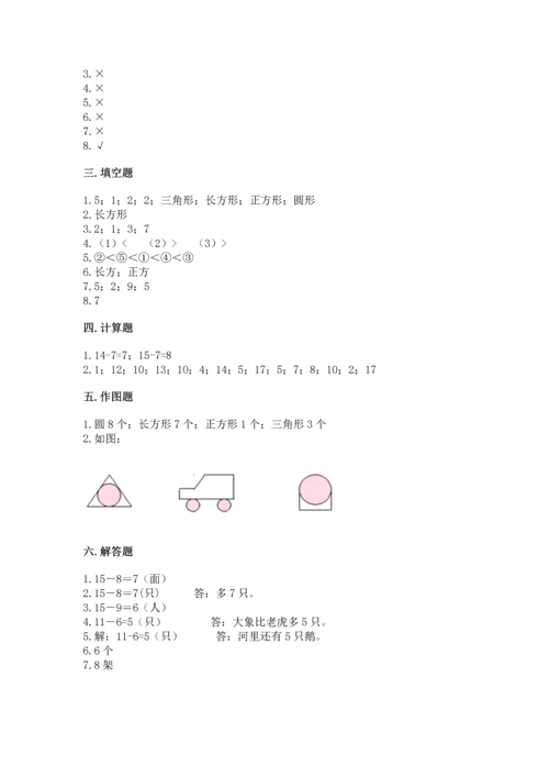 人教版一年级下册数学期中测试卷精品【完整版】.docx