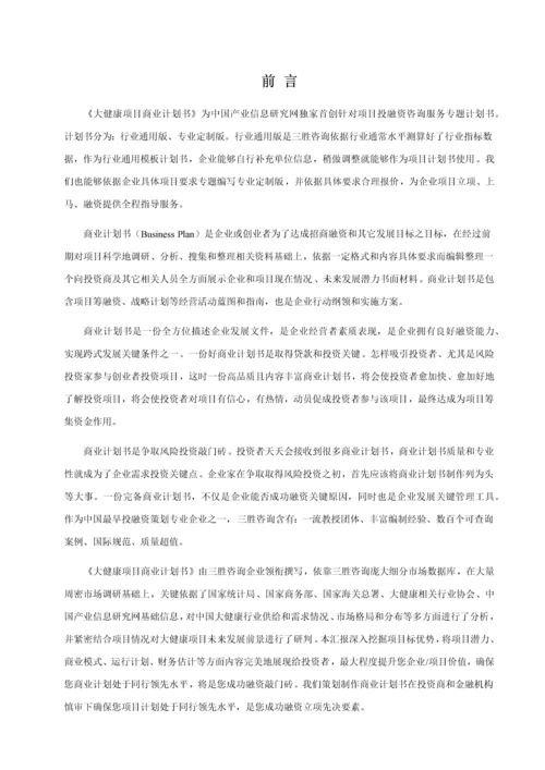 大健康优质项目商业专项计划书.docx