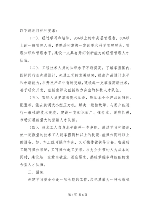 开展创建学习型企业活动规划.docx