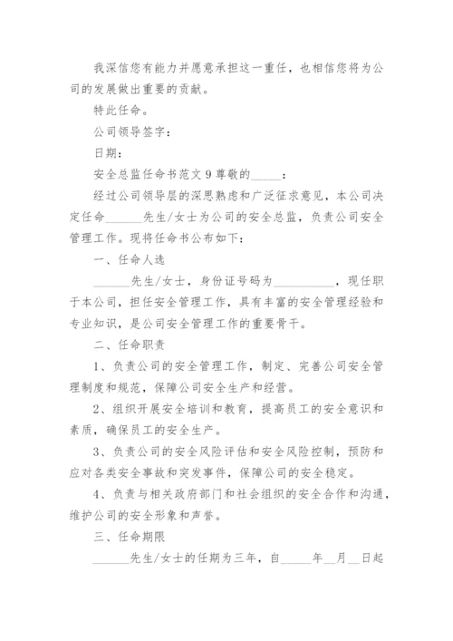 安全总监任命书范文.docx