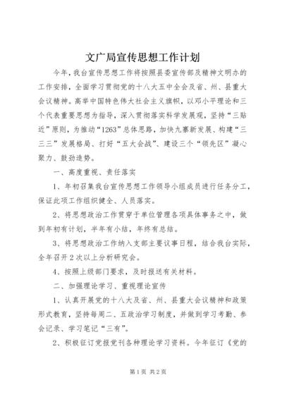 文广局宣传思想工作计划.docx