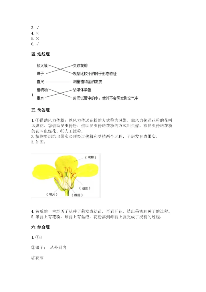 科学四年级下册第一单元植物的生长变化测试卷含完整答案（各地真题）.docx