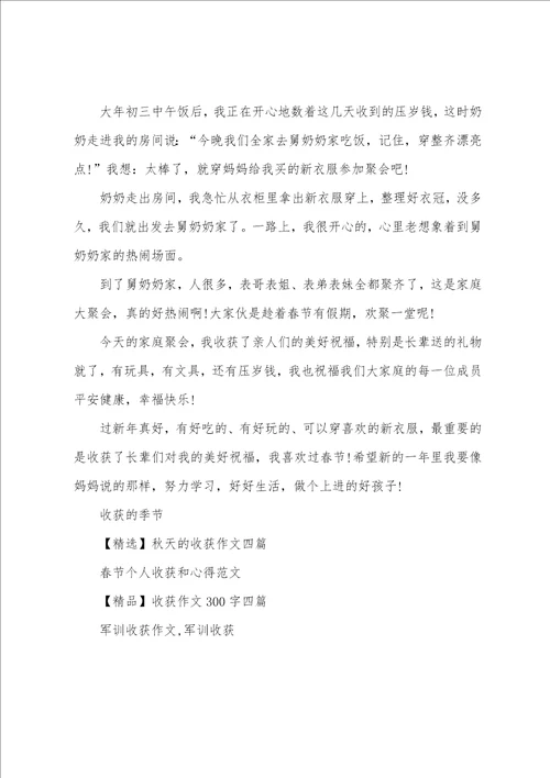 春节的收获作文四篇