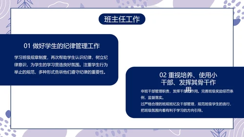浅紫简约几何班主任工作总结带内容PPT模板