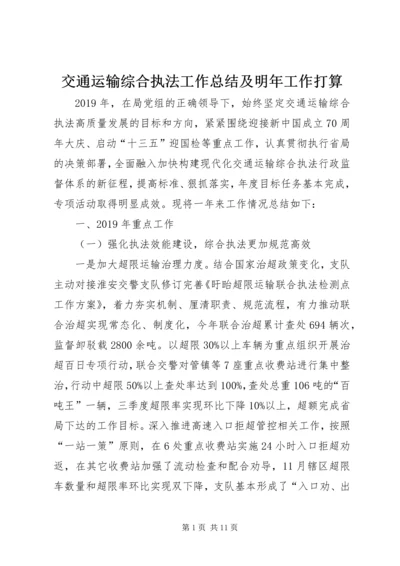 交通运输综合执法工作总结及明年工作打算.docx