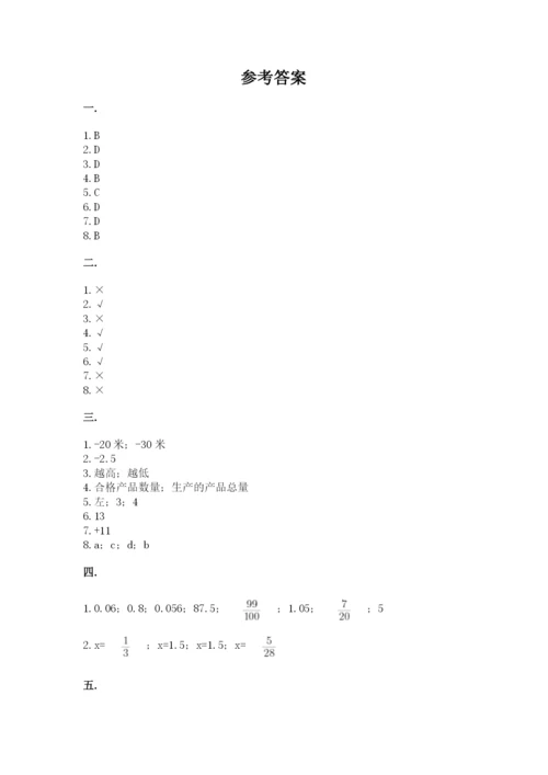 人教版数学六年级下册试题期末模拟检测卷附参考答案（综合题）.docx