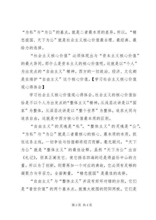学习社会主义核心价值观心得体会 (17).docx