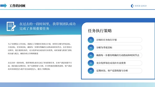 蓝色商务企业述职报告通用PPT模板