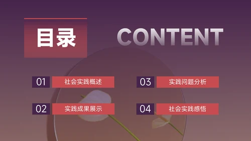 紫色简洁图文社会实践报告PPT模板