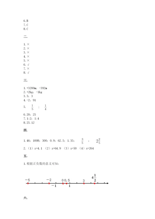 西师大版六年级数学下学期期末测试题及完整答案（夺冠系列）.docx