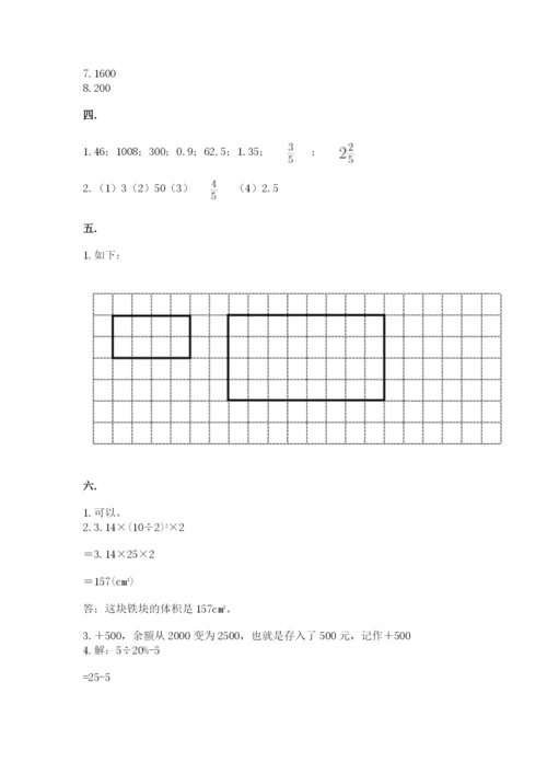 小学六年级下册数学摸底考试题及完整答案【名师系列】.docx