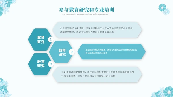 绿色淡雅立体花卉教师述职报告工作总结工作计划PPT