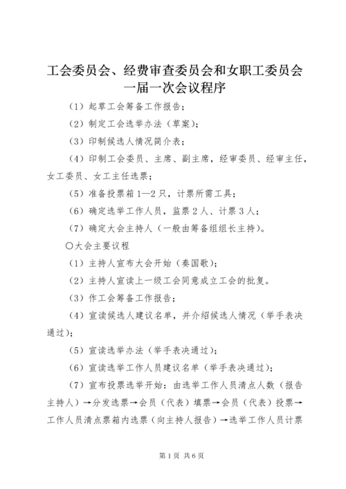 工会委员会、经费审查委员会和女职工委员会一届一次会议程序_.docx