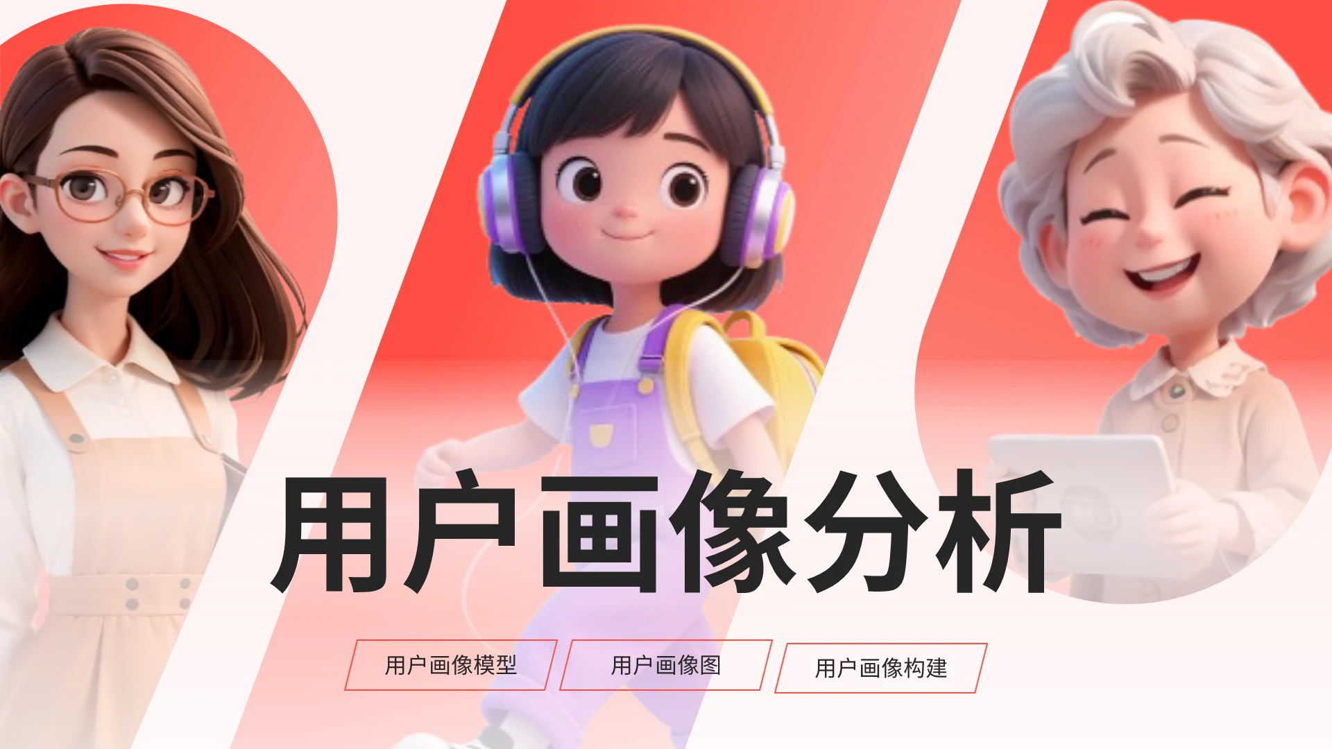 商务简约3D风用户画像分析工作汇报ppt模版