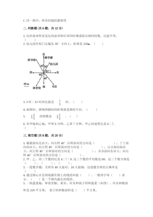 小学六年级上册数学期末测试卷（名师推荐）word版.docx