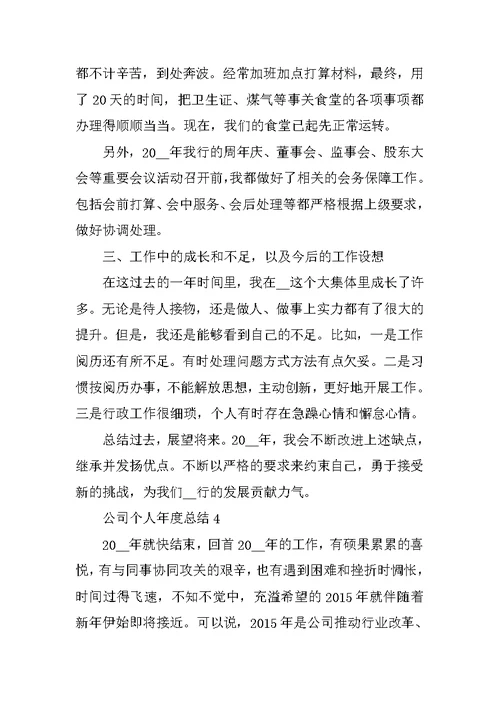 公司个人年度总结十篇