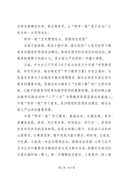 学习“两学一做”心得体会——一坚定二坚守三坚持 (2).docx