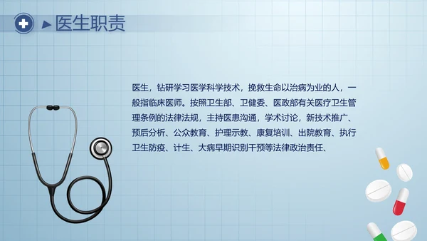 蓝色简约医疗医生述职报告动态PPT