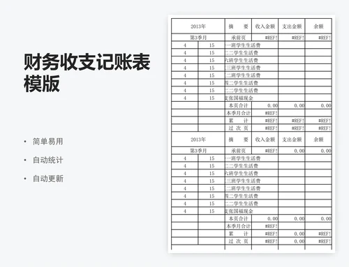 财务收支记账表模版