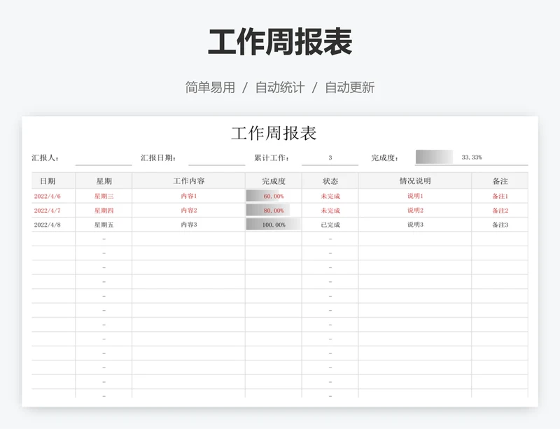 工作周报表