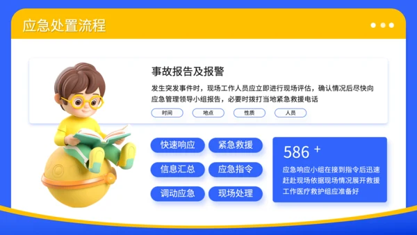 蓝色3D风暑期夏令营安全预案与管理规范PPT