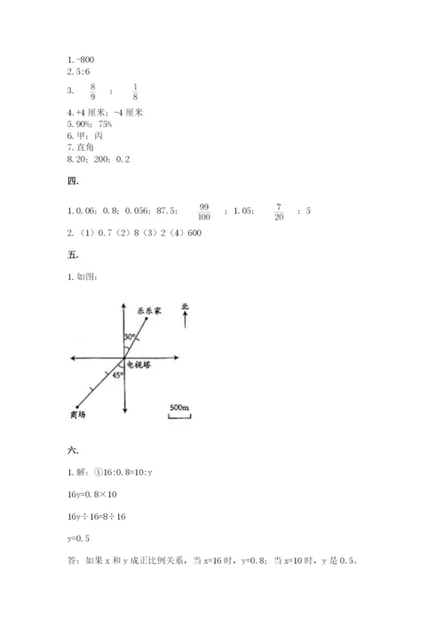 小学六年级数学摸底考试题精品（模拟题）.docx