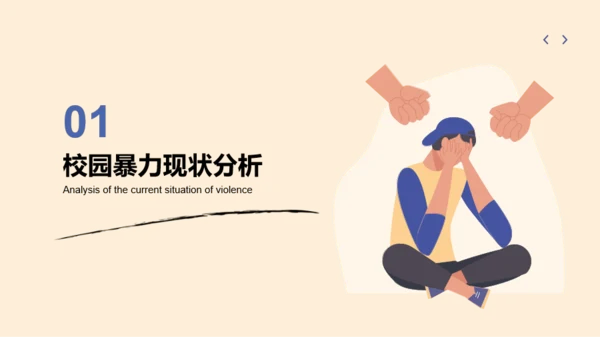紫黄色插画风抵制校园霸凌主题班会PPT模板