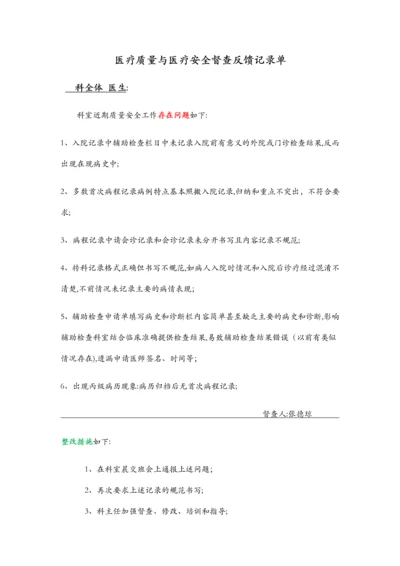 医疗质量与医疗安全科室督查记录.docx