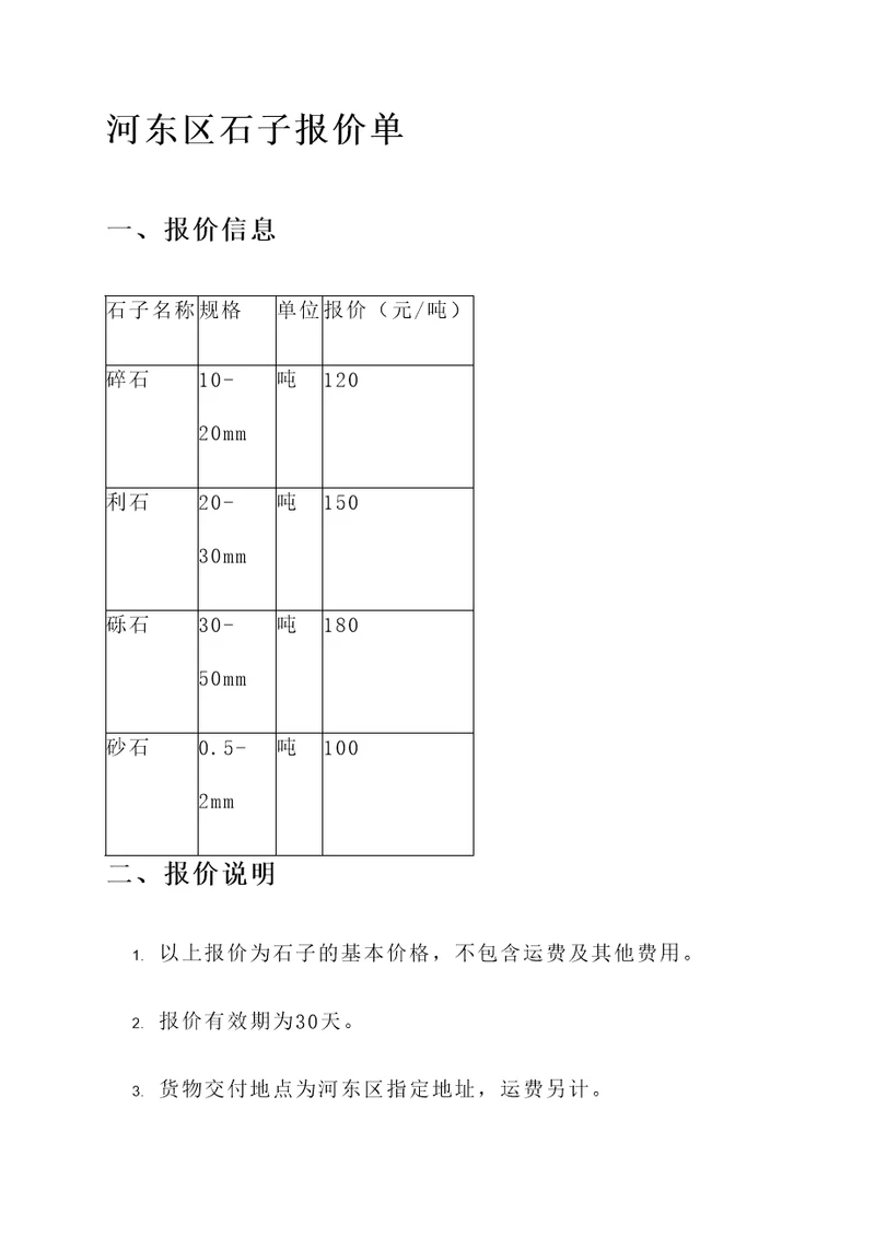 河东区石子报价单